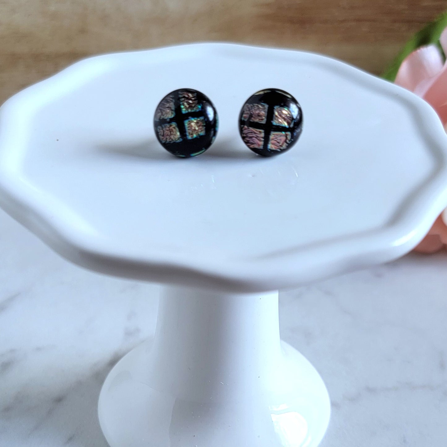 Dichroic Fused Glass Studs