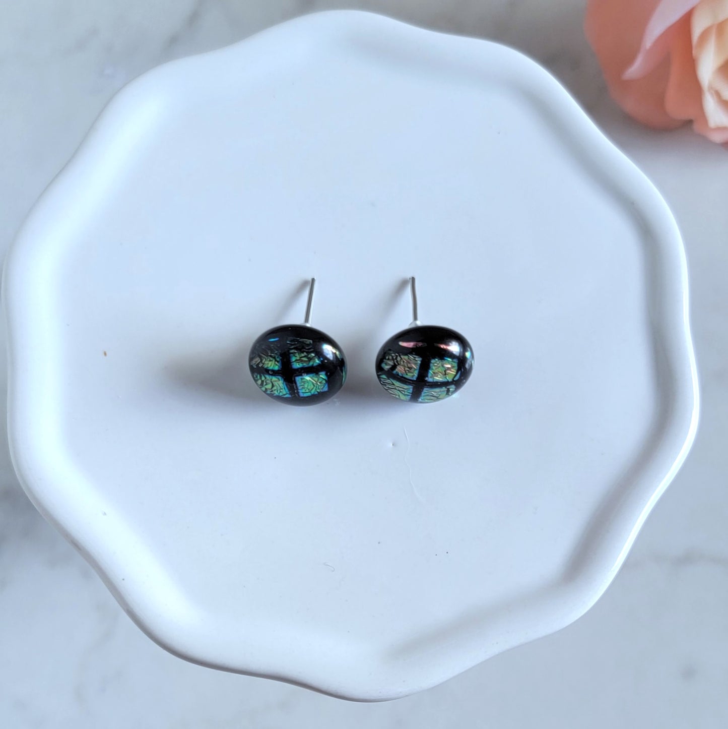 Dichroic Fused Glass Studs