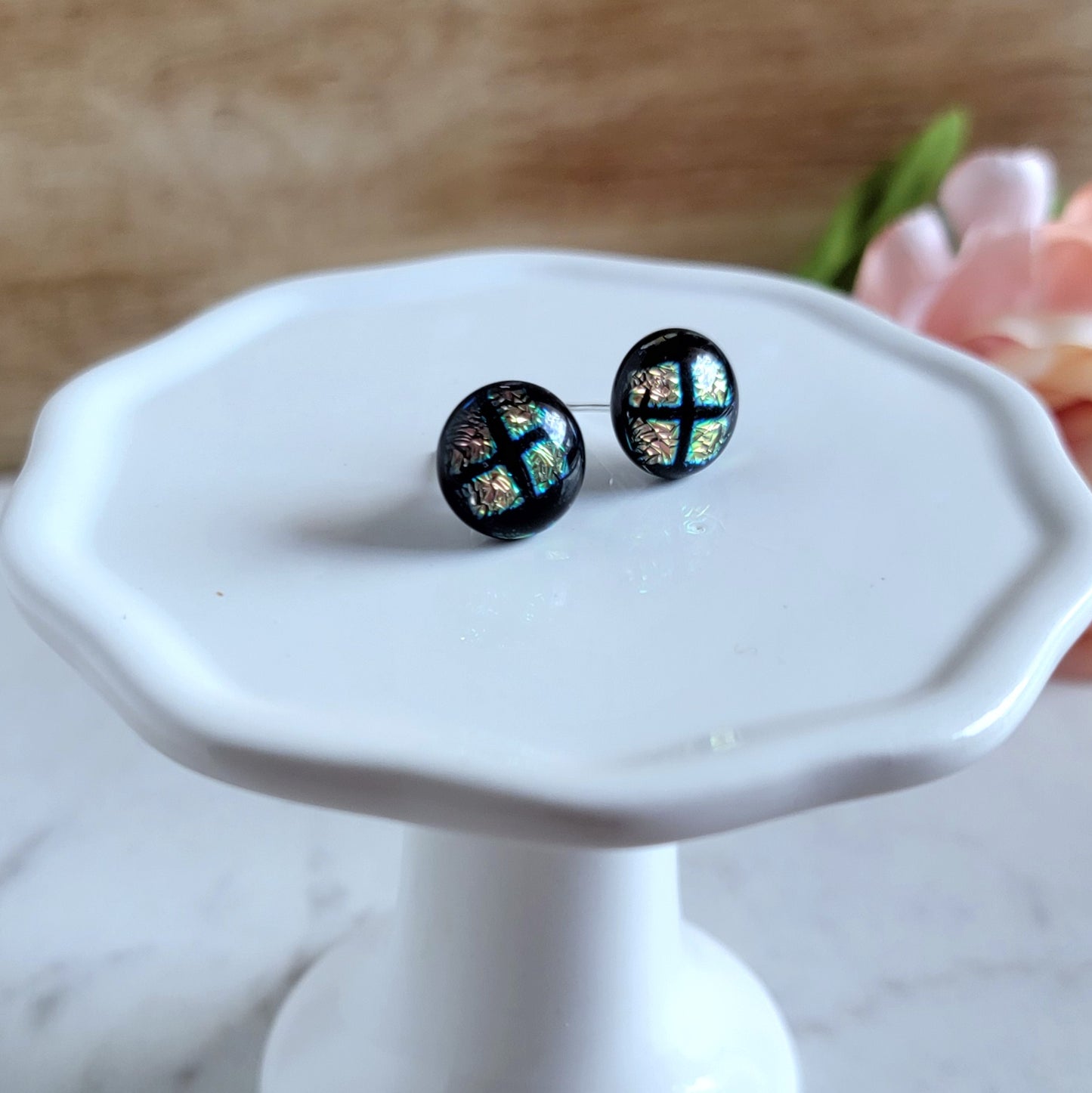 Dichroic Fused Glass Studs
