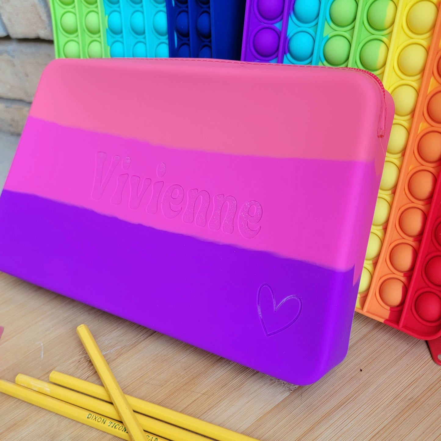 Engraved Silicone Pencil Case