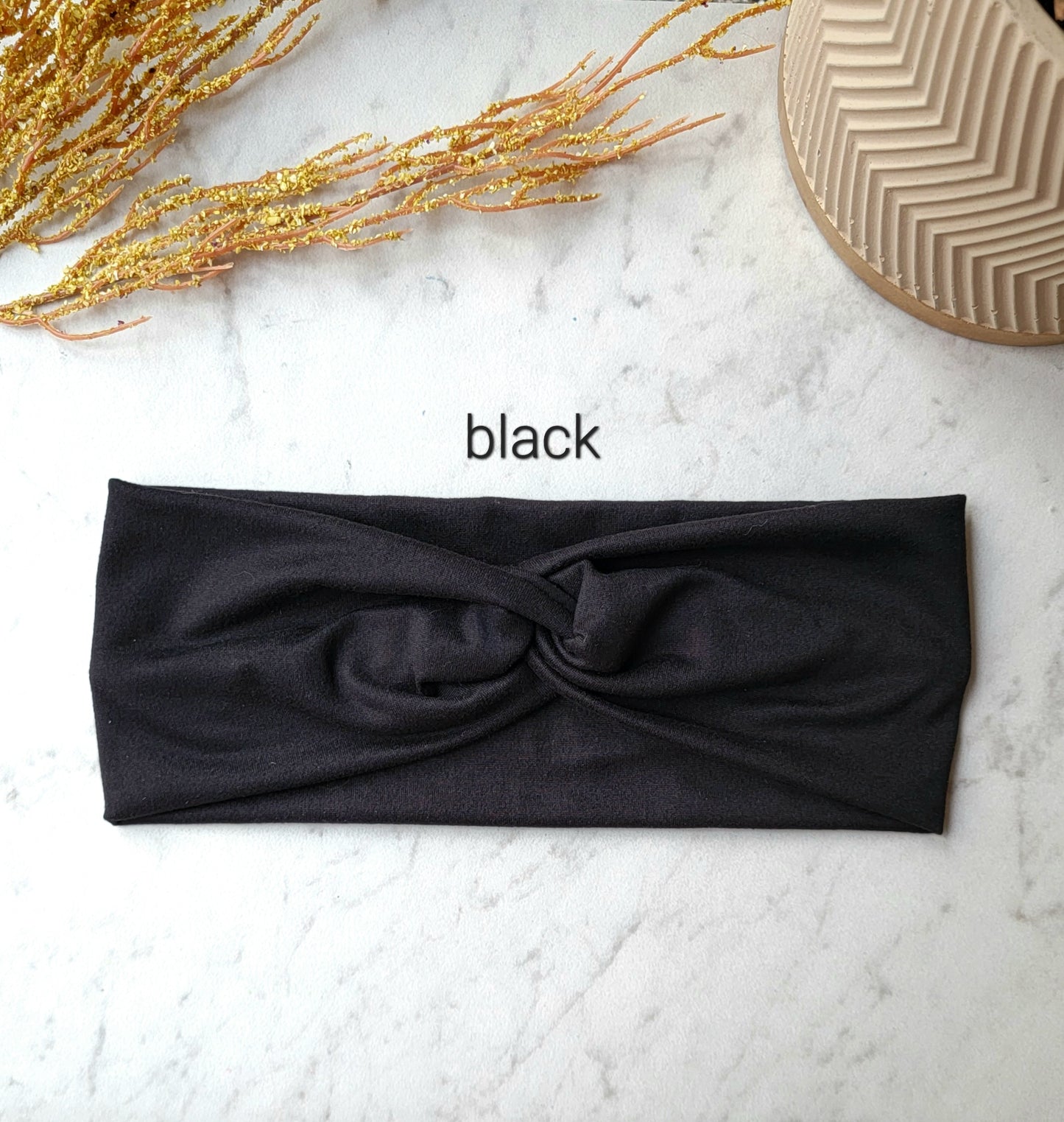 Solid Color Fabric Headband (black)