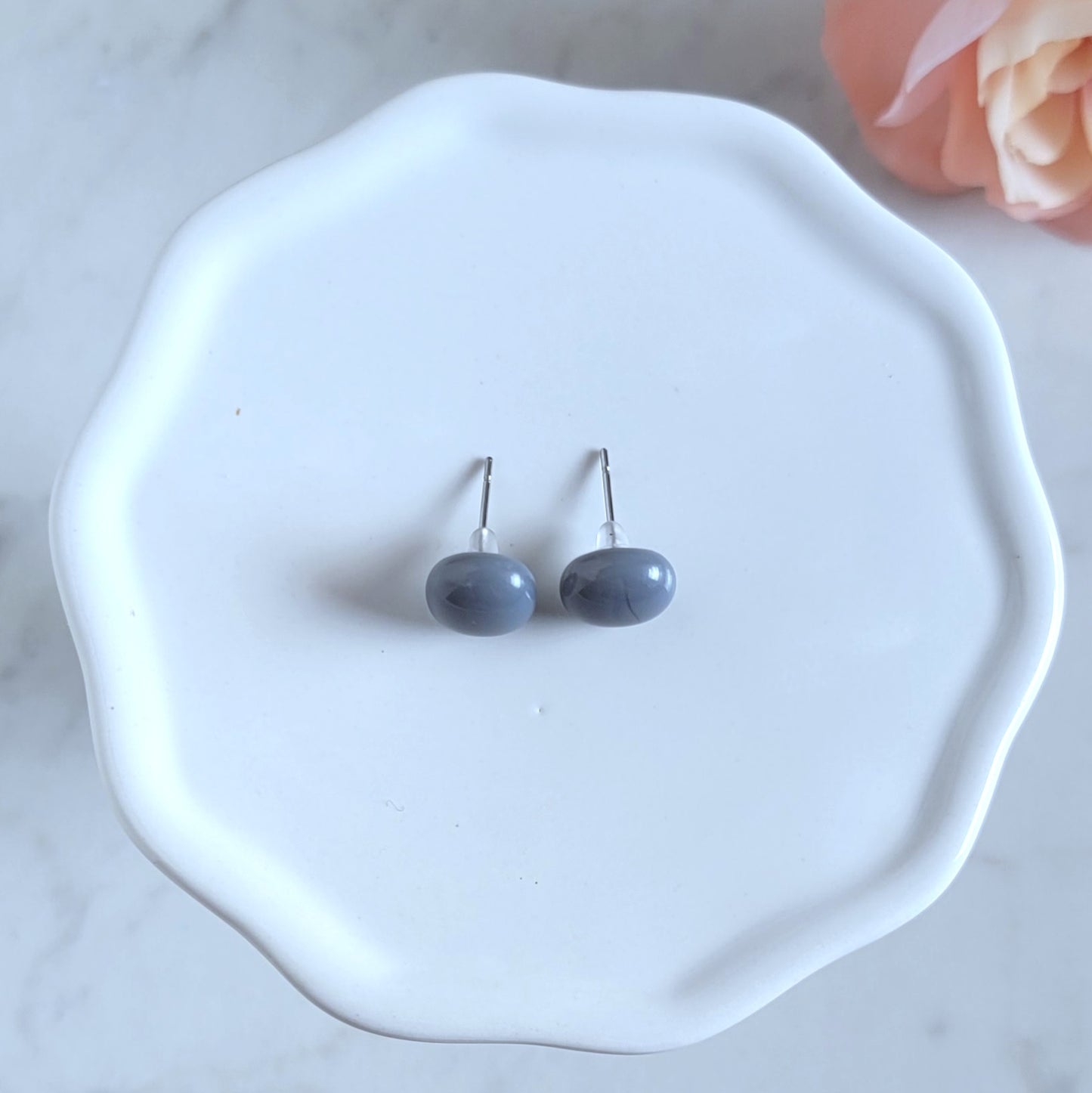 Gray Fused Glass Studs