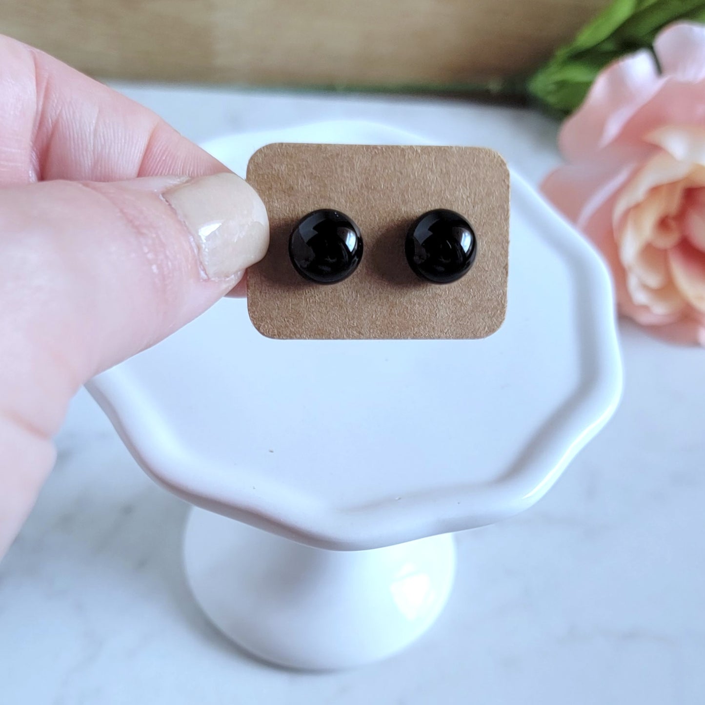 Black Fused Glass Studs