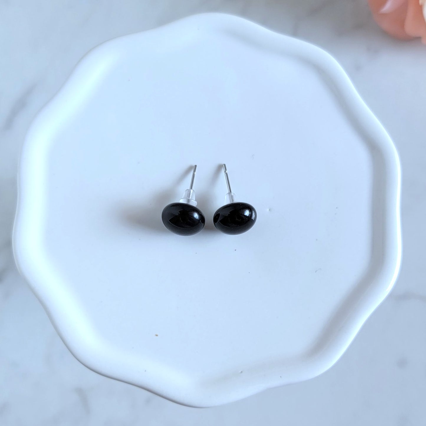 Black Fused Glass Studs