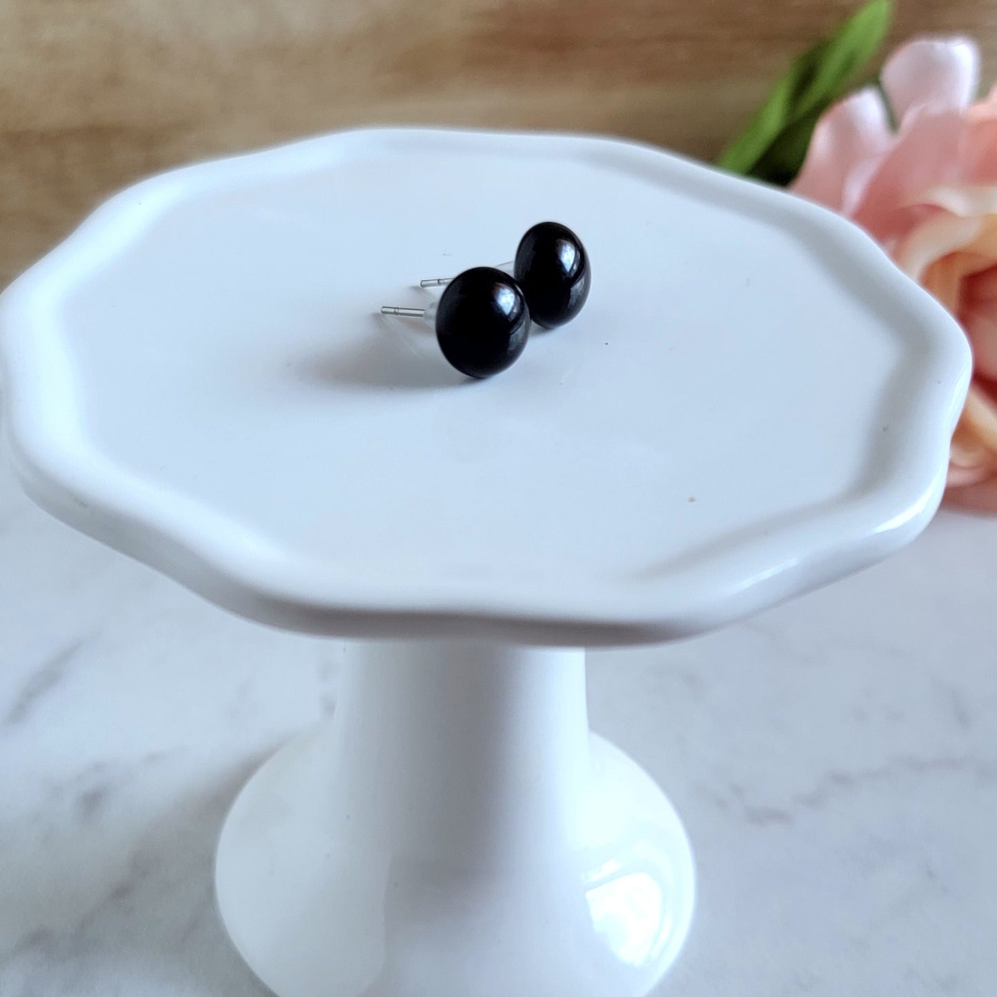 Black Fused Glass Studs