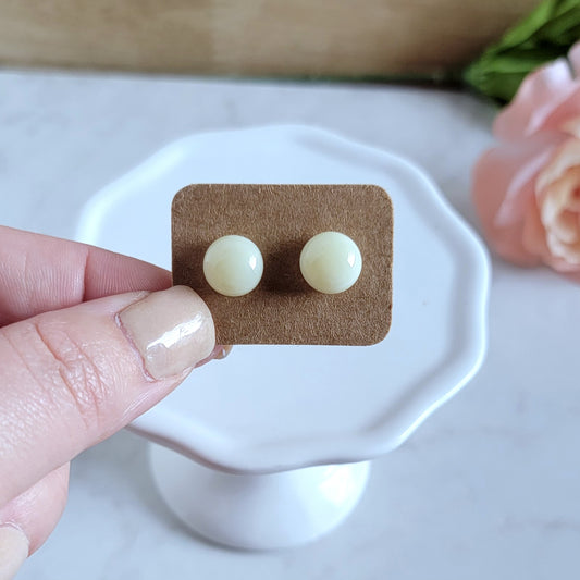 French Vanilla Fused Glass Studs