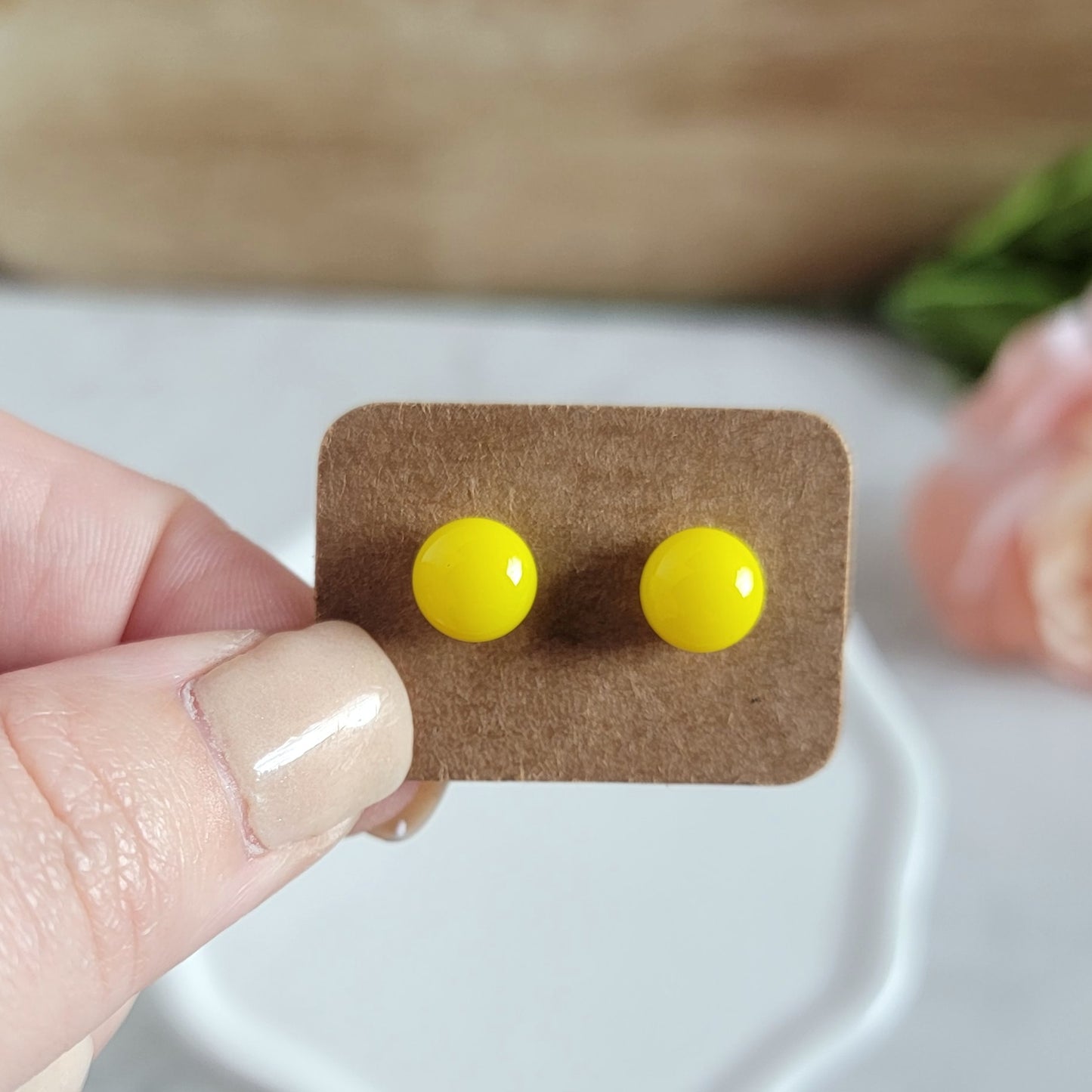 Yellow Fused Glass Studs