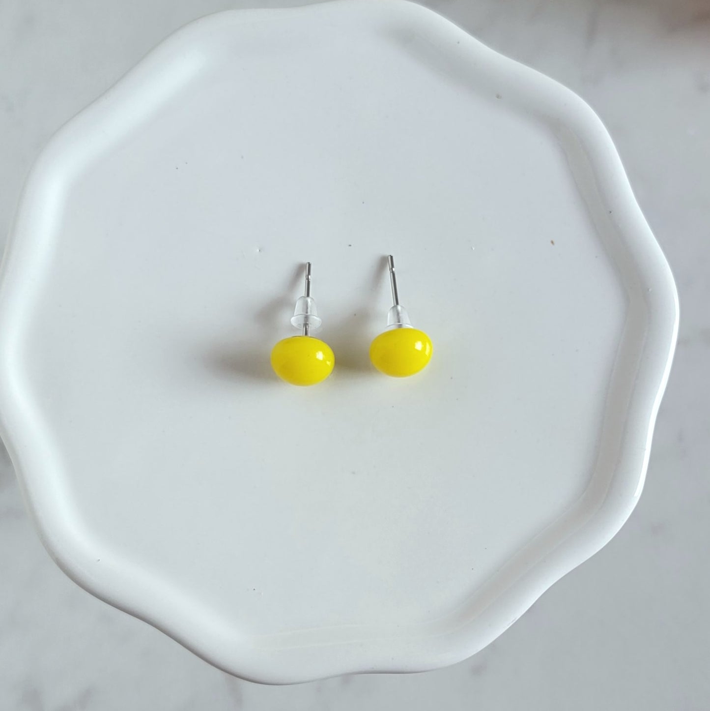 Yellow Fused Glass Studs