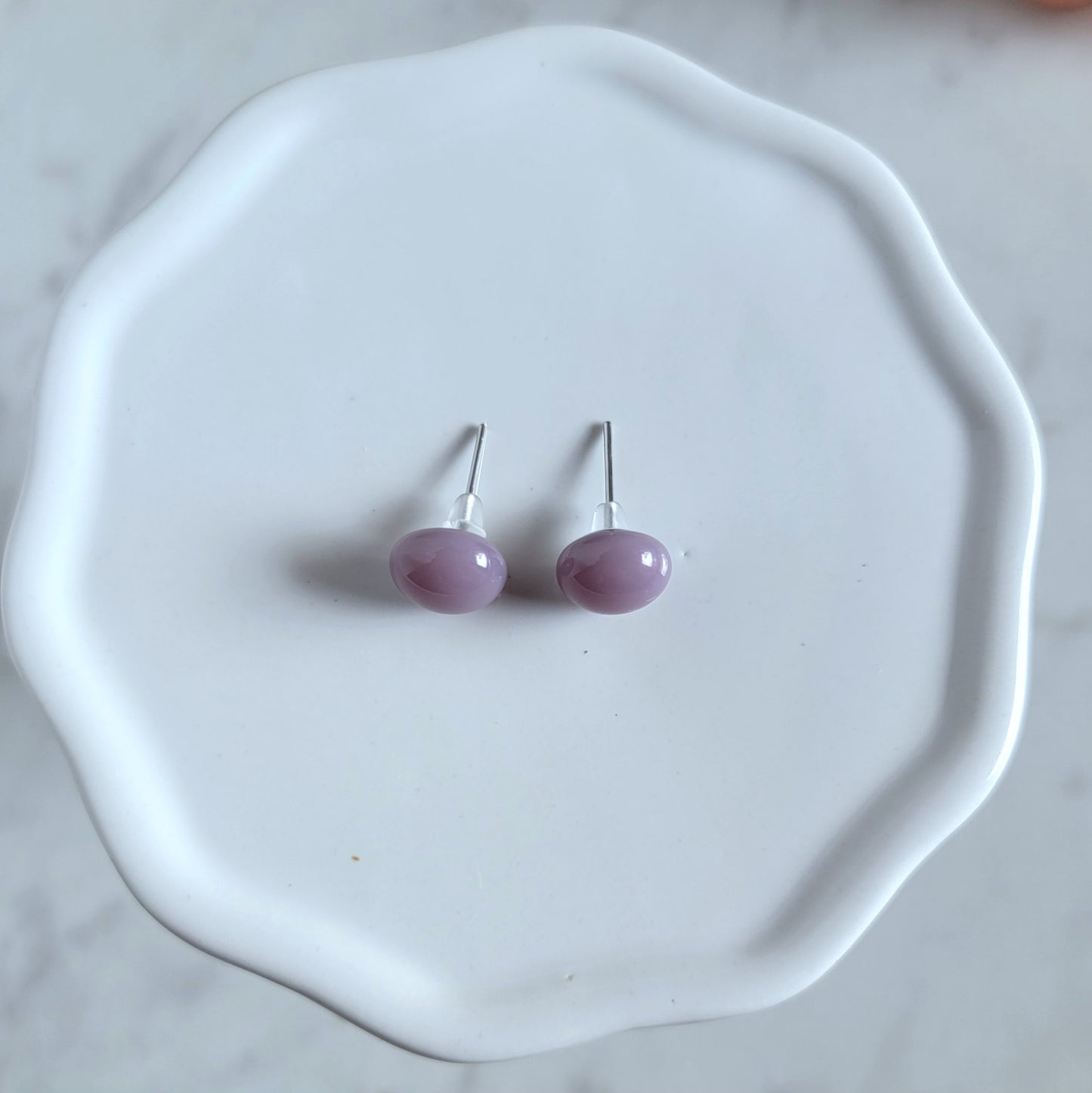 Lavender Fused Glass Studs