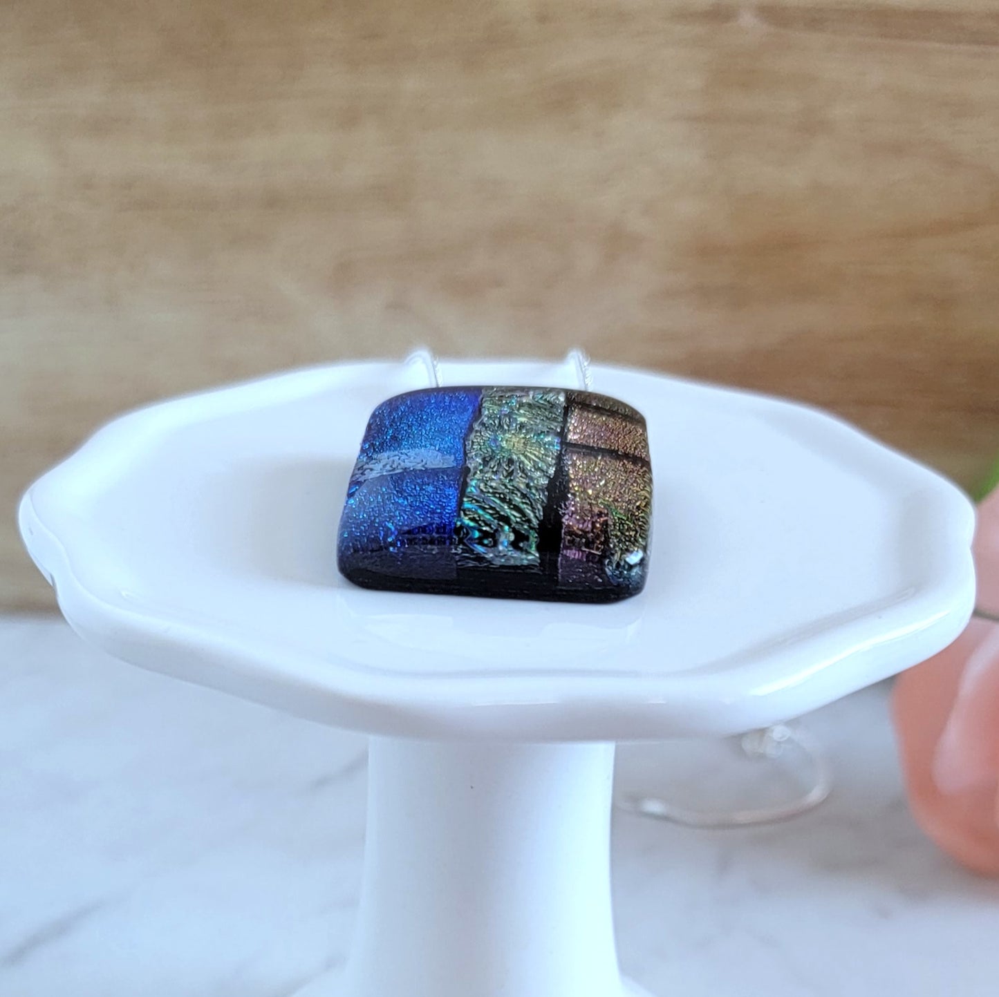 Patchwork Dichroic Fused Glass Pendant