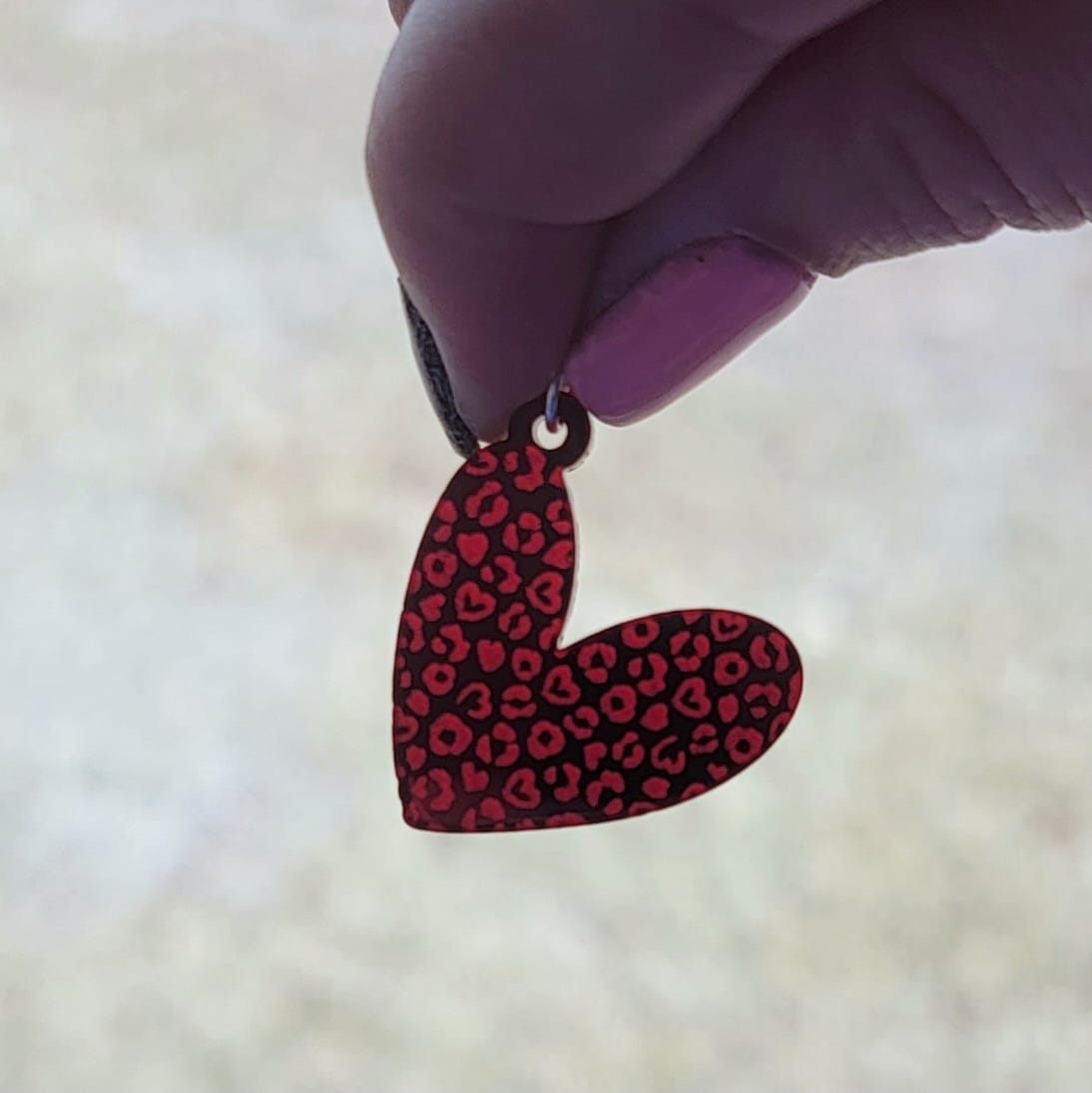 Leopard Print Engraved Mirror Hearts