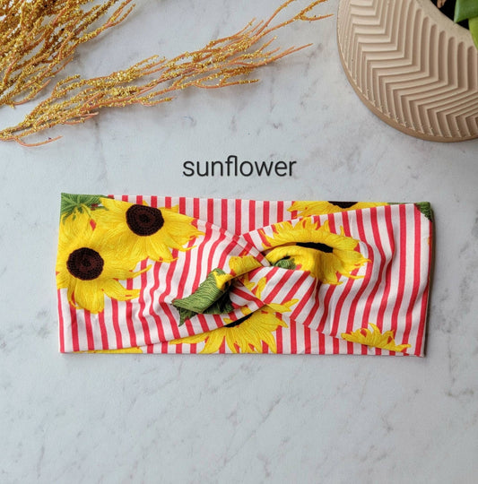 Sunflower Print Fabric Headband