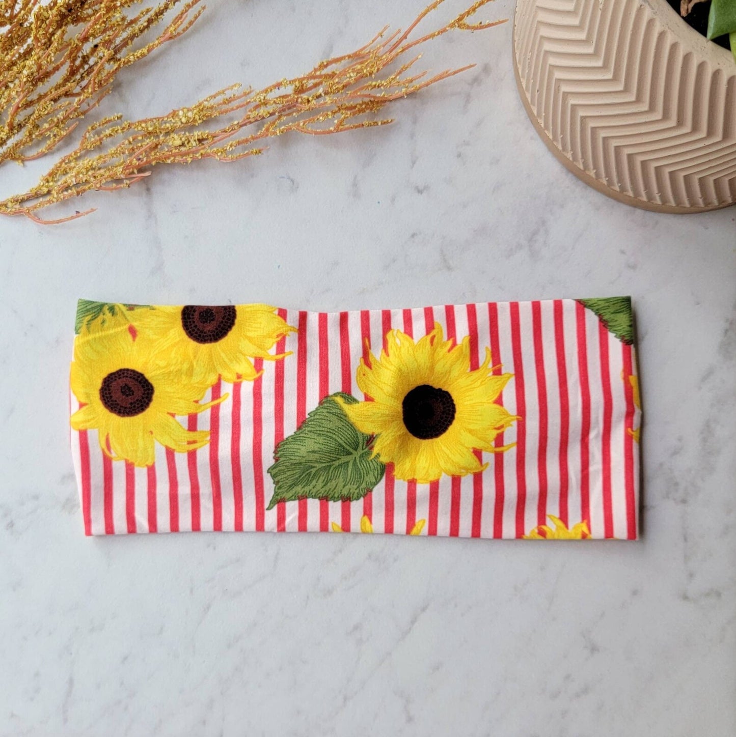 Sunflower Print Fabric Headband