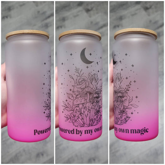 Mystical Witch Pink Glass Tumbler