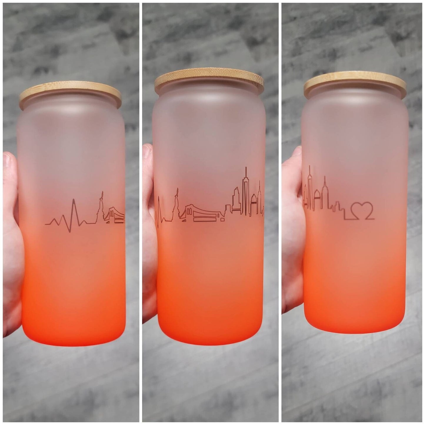 NYC Skyline Orange Glass Tumbler